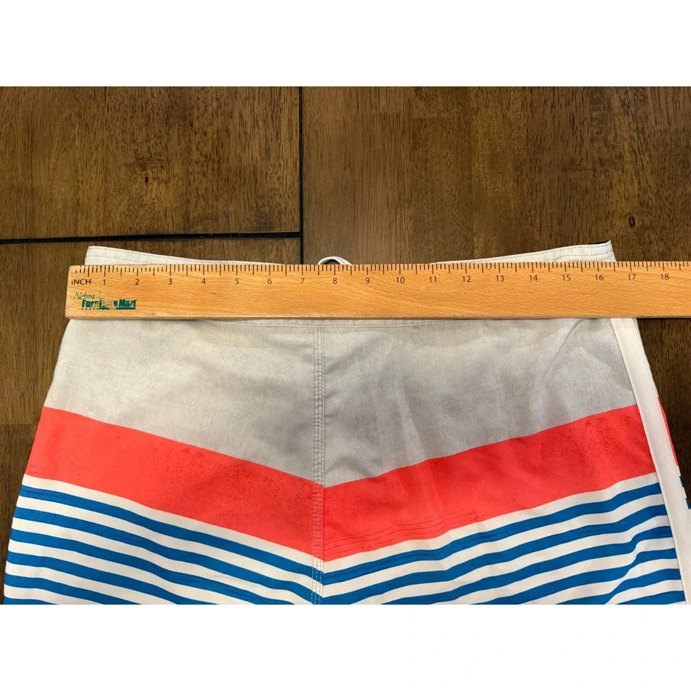 Hurley Phantom Mens Board Shorts Blue Orange Striped Buckle Exclusive Size 32